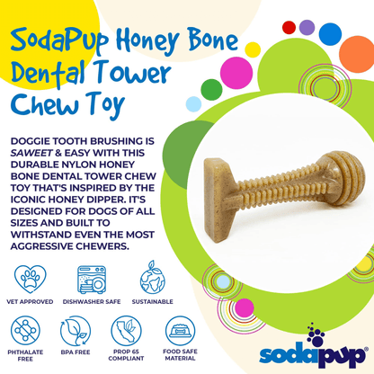 Honey Bone Dental Tower - Ultra Durable Chew Toy for Aggressive Chewers